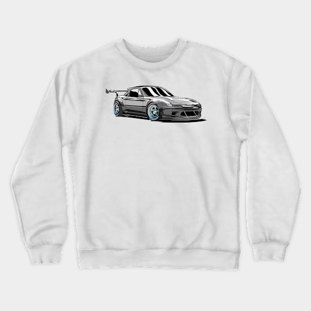 Miata Mazda Mx5 illustration graphics Crewneck Sweatshirt by ASAKDESIGNS